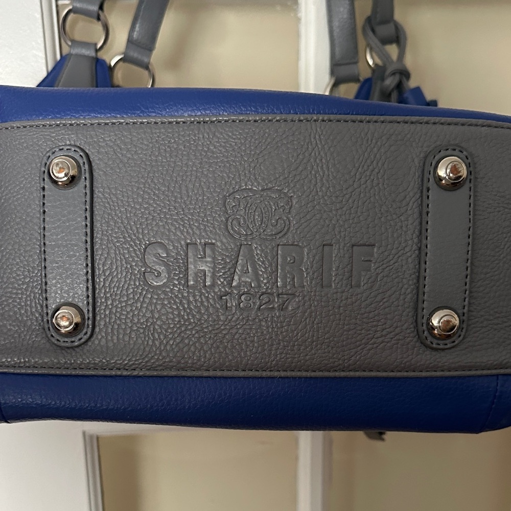 Sharif 1827  Blue Leather Embroidered Shoulder Bag with tassle - Picture 5 of 9